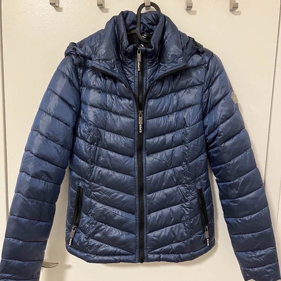 Superdry Fitted Down Jacket Navy | Size Small - Picture 1 of 6